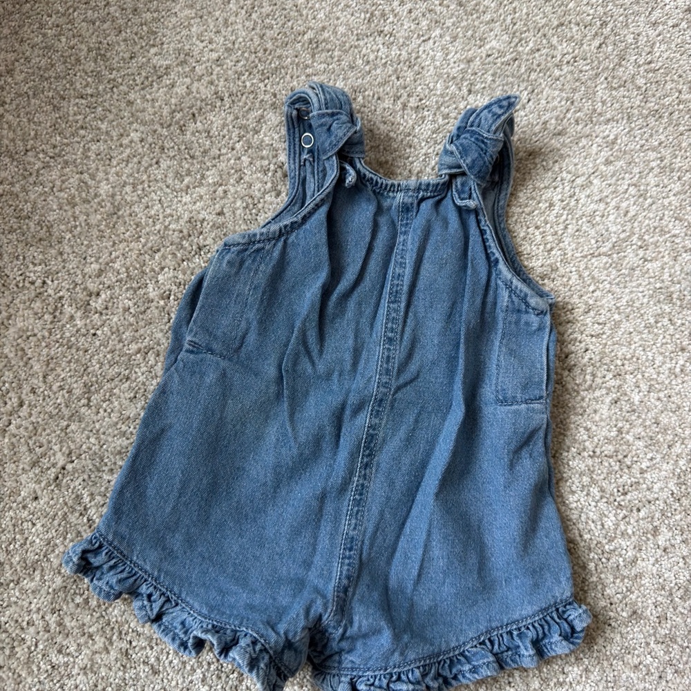 Denim Ruffle Trim Kids Overalls